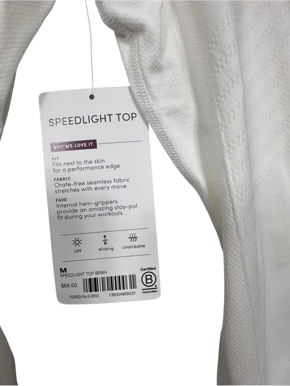 Athleta speedlight seamless top Bright White Size Medium NWT $64